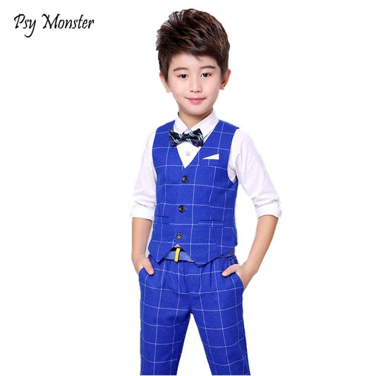 Flower Boy Suit for Weddings Kids Formal Vest Pants 2PCS Clothing Set Children Slim Prom Party 3T-14Y Suit Boys Tuxedo Costume