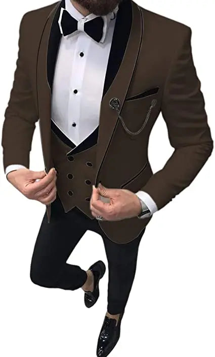 Costume Homme 3 Pieces Slim Fit Wedding Men Suit Tuxedos Groom Wear Prom Blazer Terno Masculino Jacket+Pant+Vest