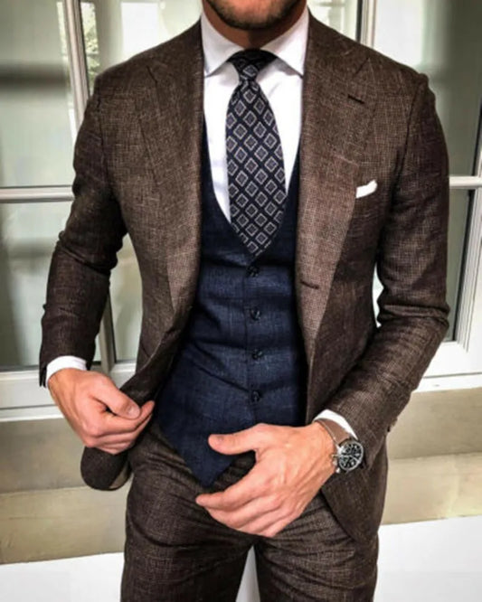 Modern Design 3 Piece Men Suits Single Breasted British Casual Customized Fit Party Suits Handsome Formal Prom Coat+Pants+Vest