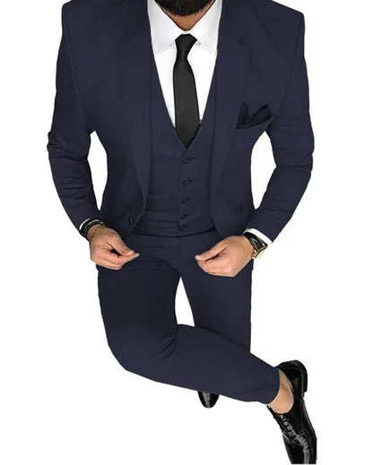 Men Suits Prom Tuxedo Slim Fit 3 Piece Groom Wedding Suits For Men Custom Blazer Terno Masuclino 3 Pieces (Jacket + Vest + Pant)