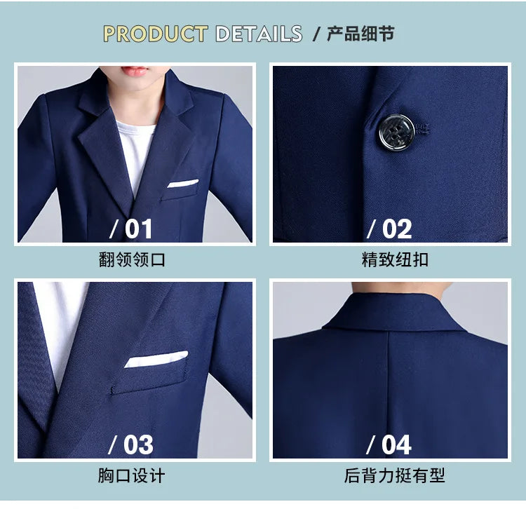 Boys Summer Blazer Jacket +Shorts 2PCS Clothing Set School Kids Wedding Tuxedo Dress Children Chorus Performance Dress Costume