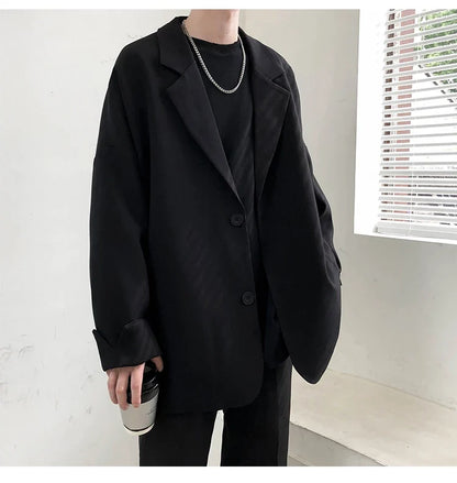 British-style Blazers Men Leisure Trendy Loose Suit Jackets Male Retro Daily Ins Streetwear All-match Simple Korean Suit-tops
