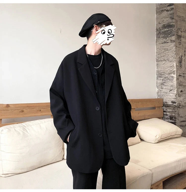 British-style Blazers Men Leisure Trendy Loose Suit Jackets Male Retro Daily Ins Streetwear All-match Simple Korean Suit-tops