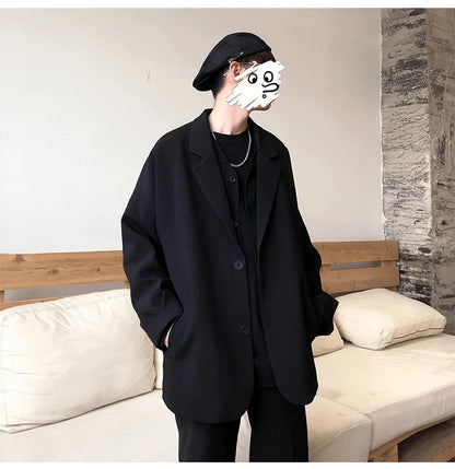 British-style Blazers Men Leisure Trendy Loose Suit Jackets Male Retro Daily Ins Streetwear All-match Simple Korean Suit-tops