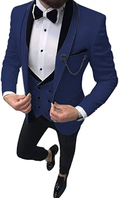 Costume Homme 3 Pieces Slim Fit Wedding Men Suit Tuxedos Groom Wear Prom Blazer Terno Masculino Jacket+Pant+Vest
