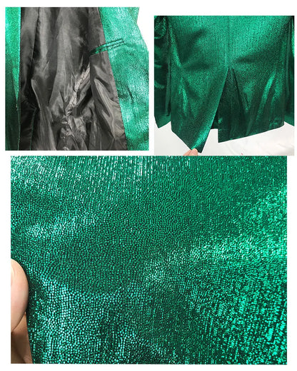 Bar Nightclub Shinny Silver Blue Green Blazer For Male Singer Host Stage Performance Costume Thin Style Slim One Button Coat