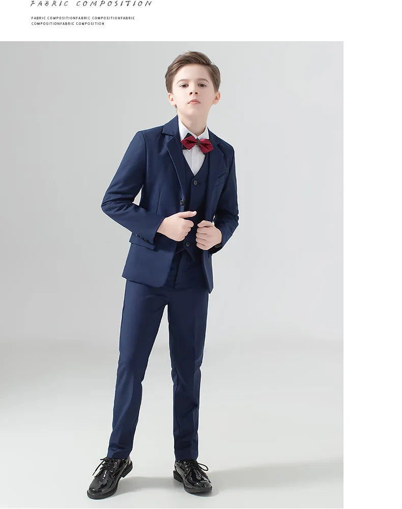 Flower Boys Suit for Weddings Kids Prom Party Tuxedo Formal Blazer Children's Day Pinao Performance Costume school uniform 2-16T