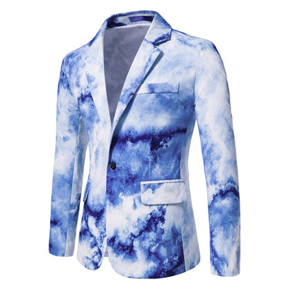Mens Blazer Masculino Vinatge Gradient Tie Dye Printed Suit Jacket Coats Luxury Men Designer Clothes Party Dress Floral Blazers