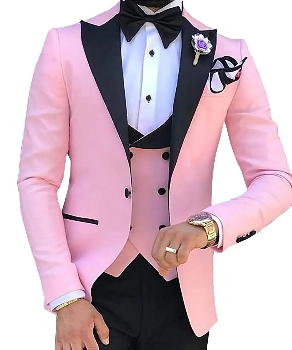 Tailor Made Slim Fit Groom Tuxedos Men Wedding Suits Terno Masculino (Jacket+Pant+Vest) Mens's 3 Pieces Suits For Men