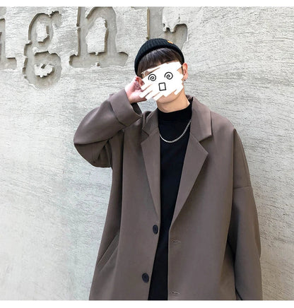 British-style Blazers Men Leisure Trendy Loose Suit Jackets Male Retro Daily Ins Streetwear All-match Simple Korean Suit-tops