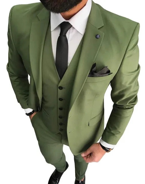 Men Suits Prom Tuxedo Slim Fit 3 Piece Groom Wedding Suits For Men Custom Blazer Terno Masuclino 3 Pieces (Jacket + Vest + Pant)