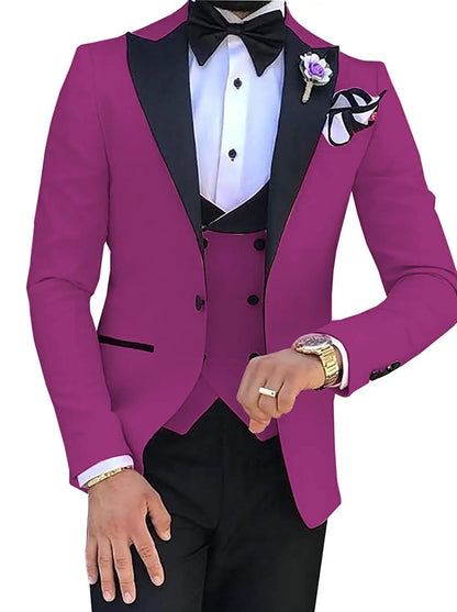Tailor Made Slim Fit Groom Tuxedos Men Wedding Suits Terno Masculino (Jacket+Pant+Vest) Mens's 3 Pieces Suits For Men