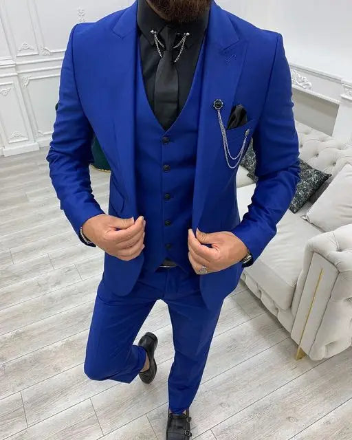 Slim Fit Men's Suits Costume Homme Wedding Tuxedo Prom Terno Masculino Blazer Groom Wear 3 Pieces Jacket+Pant+Vest