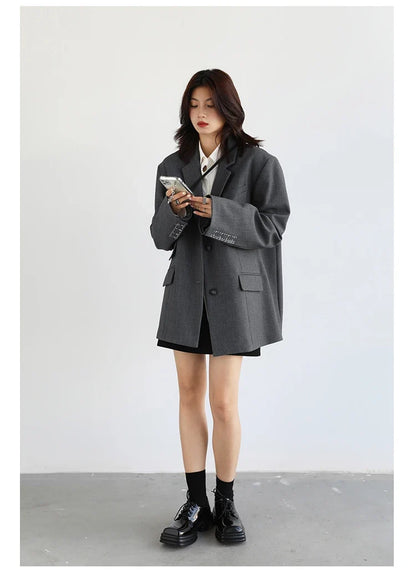 Women Office Lady Blazer Cuff Embroidery Wide Shoulder Twill Suit Women's Autumn Ladies Outerwear  Stylish Tops