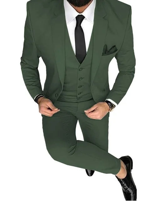 Men Suits Prom Tuxedo Slim Fit 3 Piece Groom Wedding Suits For Men Custom Blazer Terno Masuclino 3 Pieces (Jacket + Vest + Pant)