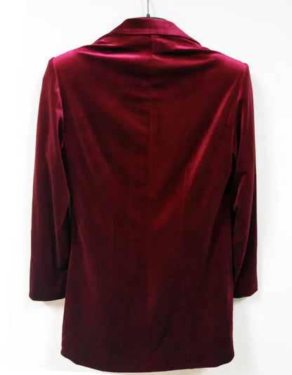 New Female High Quality Chic Tops Europe women's velvet blazer Slim Fit Long OL jacket Ladies Blouses Suit Coat Free Shipping