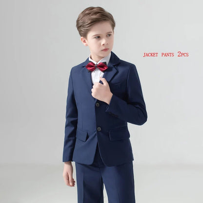 Flower Boys Formal Wedding Suit Kids Prom Party Tuxedo Blazer Children's Day Pinao Performance Costume school uniform 2-14T