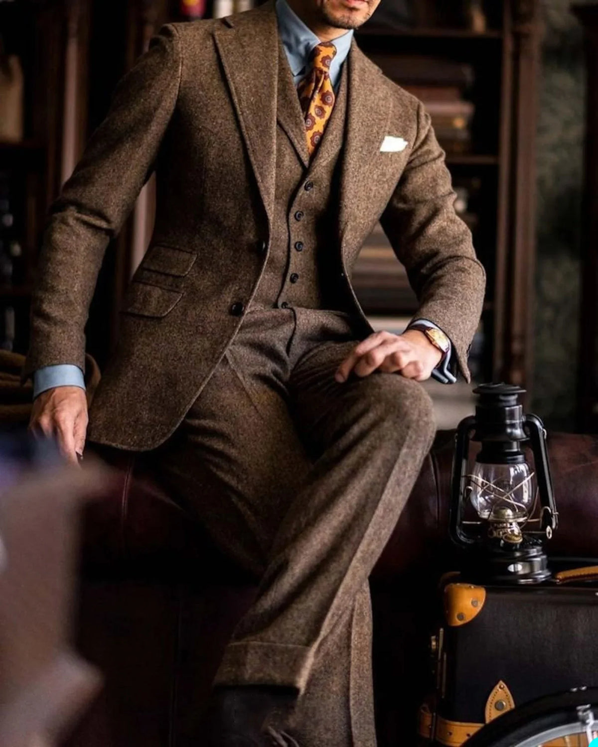 Business Men Suits Tweed Tailor-Made 3 Pieces Slim Fit Coat Pants Prom Tuxedos Wedding Groom Formal Work Casual Customized