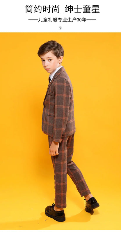 Boys Luxurious 4Pieces/Set Jacket Vest Pants Bowtie  Wedding Suit Kids Formal Birthday Dress Children dance show Party Costume