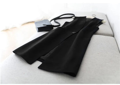 Spring Autumn Women Vest Coat New Fashion Mid Long Sleeveless Blazer Jacket Office Lady Waistcoat Female Outerwear Casual Tops