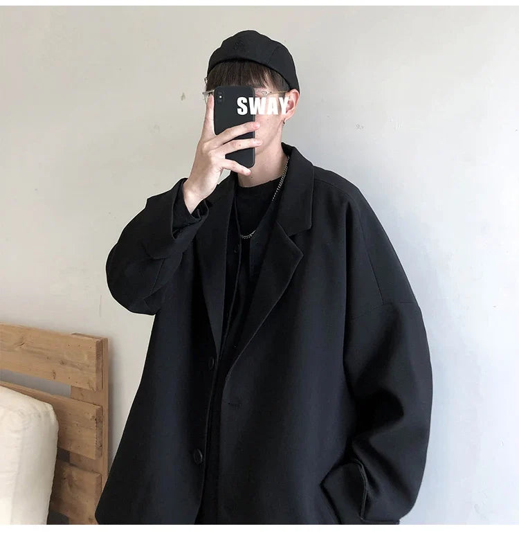 British-style Blazers Men Leisure Trendy Loose Suit Jackets Male Retro Daily Ins Streetwear All-match Simple Korean Suit-tops