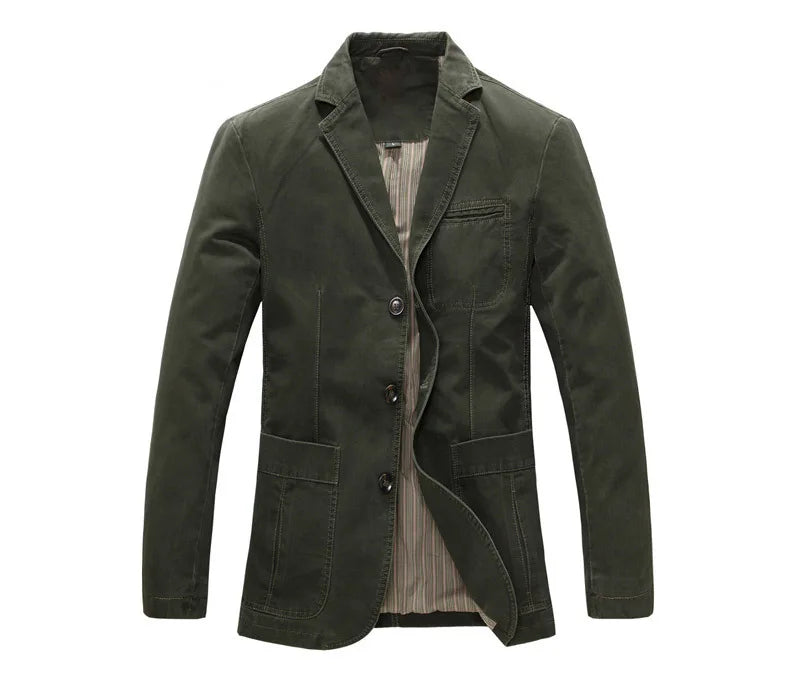 2026 Spring Men 100% Cotton Casual Blazer Men's Brand Military Jacket Blazers Mens Suit Coat Male Blazer Masculino Jackets