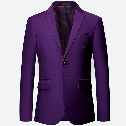 Men's Slim Fit Blazer Single Breasted Solid Color Business Casual Suit Jacket Plus Size