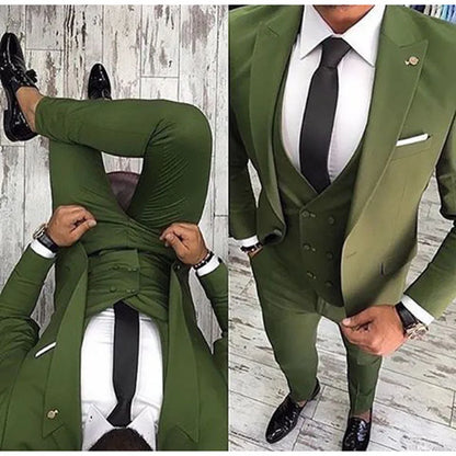 Embossing Slim Fit Wedding Tuxedo for Groom 3 Piece Men's Suits Jacket Waistcoat with Pants Notched Lapel Male Costume Coat