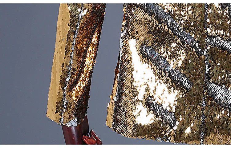 Men's Double-Sided Sequin Tuxedo Blazer Fashion Glitter Suit Jacket Prom Evening Party Host Stage Nightclub Male Singer Costume