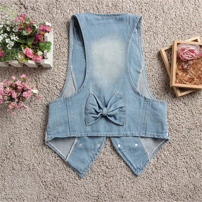 Women Denim Vest Coats Spring Summer Casual Tops Fashion Sequins Jeans Outerwear Female Vests Short Sleeveless Jacket Waistcoat