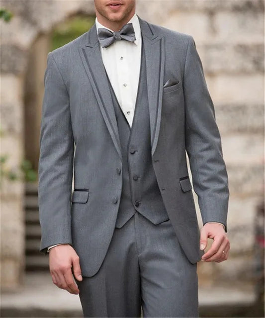 Embossing Slim Fit Wedding Tuxedo for Groom 3 Piece Men's Suits Jacket Waistcoat with Pants Notched Lapel Male Costume Coat