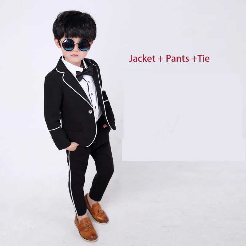School Boys Suit for Weddings Prom Party 2T-12Y Children Slim Fit Suit Sets Boys Tuxedo Formal Blazer Pants Bowtie Costume F102