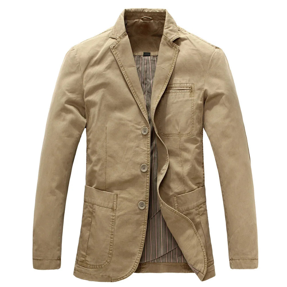 2026 Spring Men 100% Cotton Casual Blazer Men's Brand Military Jacket Blazers Mens Suit Coat Male Blazer Masculino Jackets