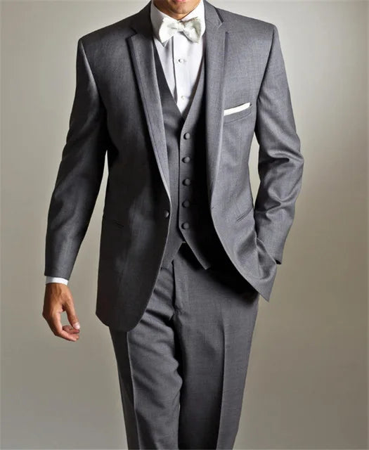 Embossing Slim Fit Wedding Tuxedo for Groom 3 Piece Men's Suits Jacket Waistcoat with Pants Notched Lapel Male Costume Coat