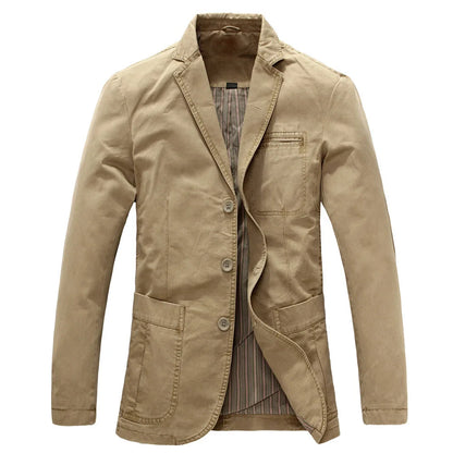 2026 Spring Men 100% Cotton Casual Blazer Men's Brand Military Jacket Blazers Mens Suit Coat Male Blazer Masculino Jackets