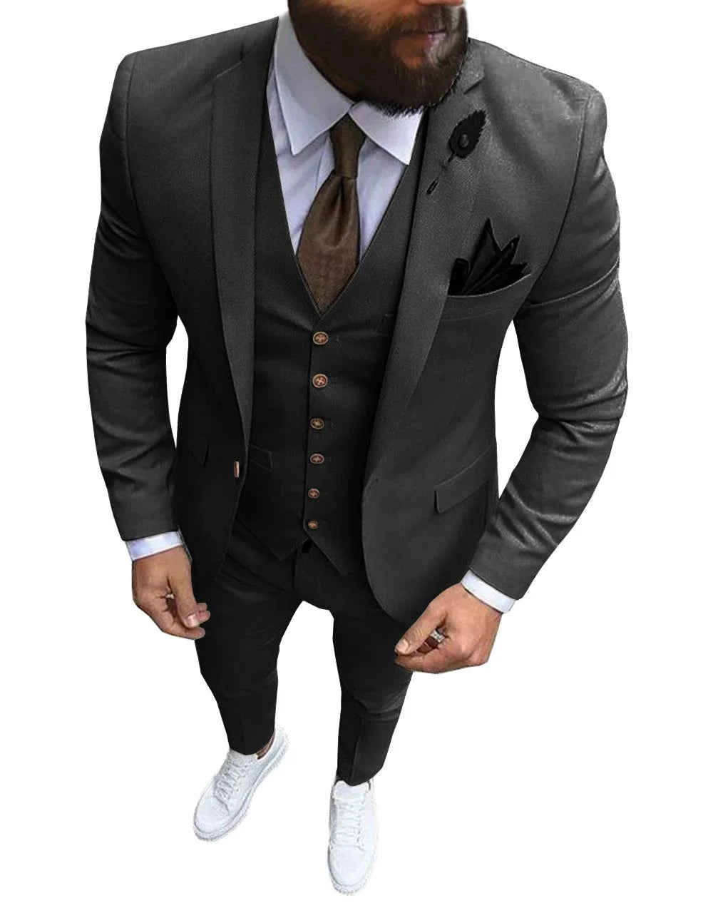 Men Suits Prom Tuxedo Slim Fit 3 Piece Groom Wedding Suits For Men Custom Blazer Terno Masuclino 3 Pieces (Jacket + Vest + Pant)