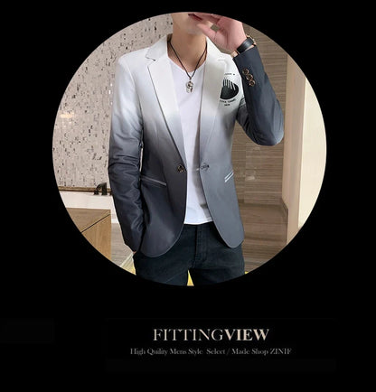 Men's Suit Jacket Gradient Blazer Male Gothic Coat New Masculino Korean Slim Casual Men's Dress Jacket Coat Luxury Suit for Men
