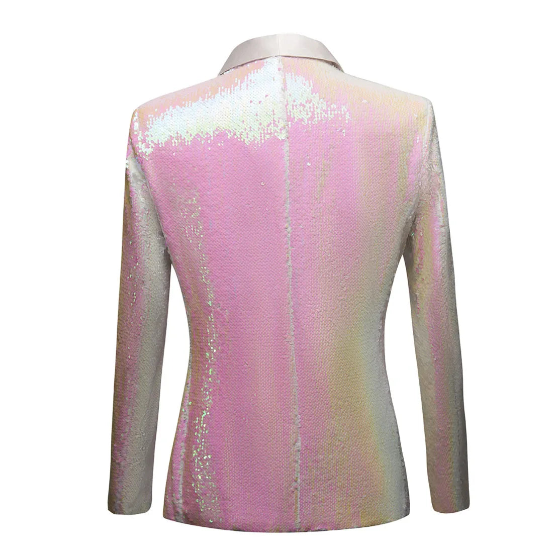 Luxury Stylish Men's Sequins Suit Jacket Pink White Shawl Collar Banquet Evening Celebrate Tuxedo Blazers Singer Host Costume