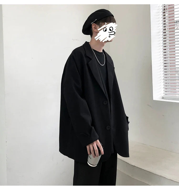 British-style Blazers Men Leisure Trendy Loose Suit Jackets Male Retro Daily Ins Streetwear All-match Simple Korean Suit-tops