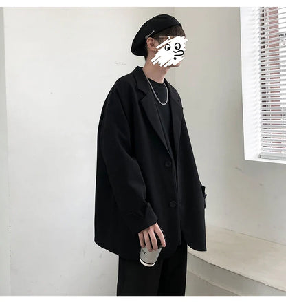 British-style Blazers Men Leisure Trendy Loose Suit Jackets Male Retro Daily Ins Streetwear All-match Simple Korean Suit-tops