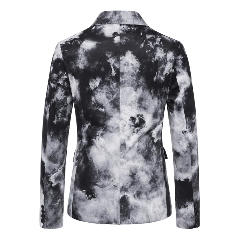 Mens Blazer Masculino Vinatge Gradient Tie Dye Printed Suit Jacket Coats Luxury Men Designer Clothes Party Dress Floral Blazers