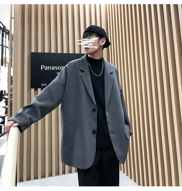 British-style Blazers Men Leisure Trendy Loose Suit Jackets Male Retro Daily Ins Streetwear All-match Simple Korean Suit-tops
