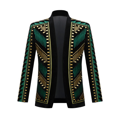 Men's Customized Velvet Embroidered Suit Jacket Wedding Banquet Nightclub Male Singer Concert Performance Stylish Blazer Tuxedo
