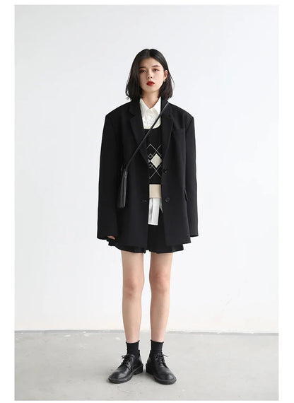 Women Office Lady Blazer Cuff Embroidery Wide Shoulder Twill Suit Women's Autumn Ladies Outerwear  Stylish Tops