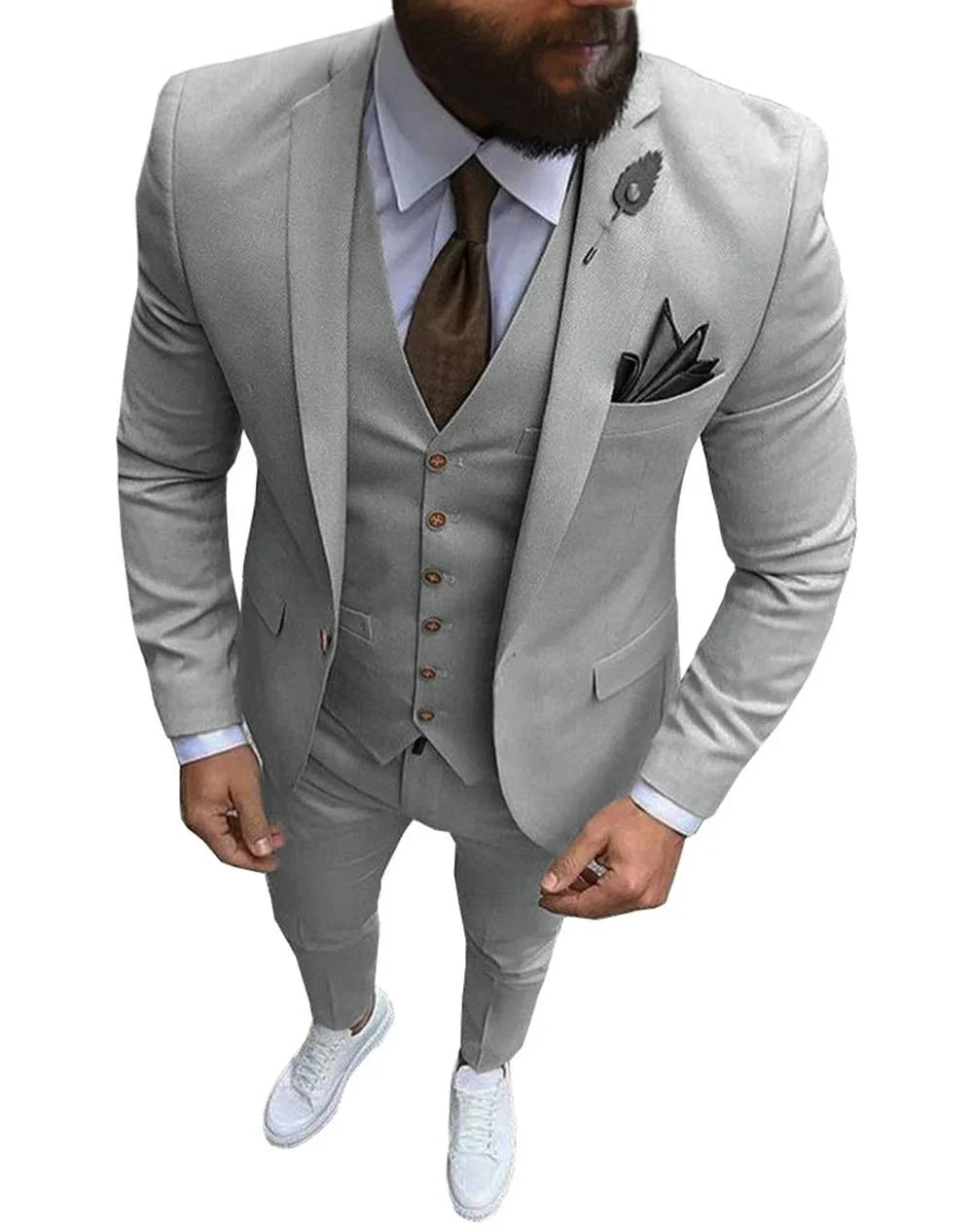 Men Suits Prom Tuxedo Slim Fit 3 Piece Groom Wedding Suits For Men Custom Blazer Terno Masuclino 3 Pieces (Jacket + Vest + Pant)