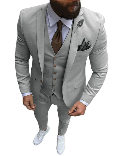 Men Suits Prom Tuxedo Slim Fit 3 Piece Groom Wedding Suits For Men Custom Blazer Terno Masuclino 3 Pieces (Jacket + Vest + Pant)