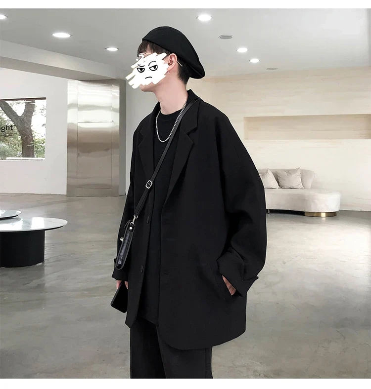 British-style Blazers Men Leisure Trendy Loose Suit Jackets Male Retro Daily Ins Streetwear All-match Simple Korean Suit-tops