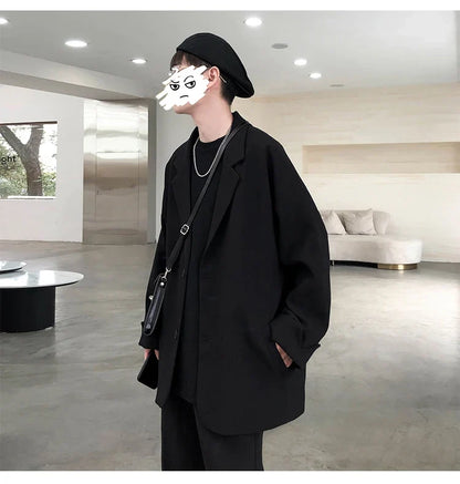 British-style Blazers Men Leisure Trendy Loose Suit Jackets Male Retro Daily Ins Streetwear All-match Simple Korean Suit-tops