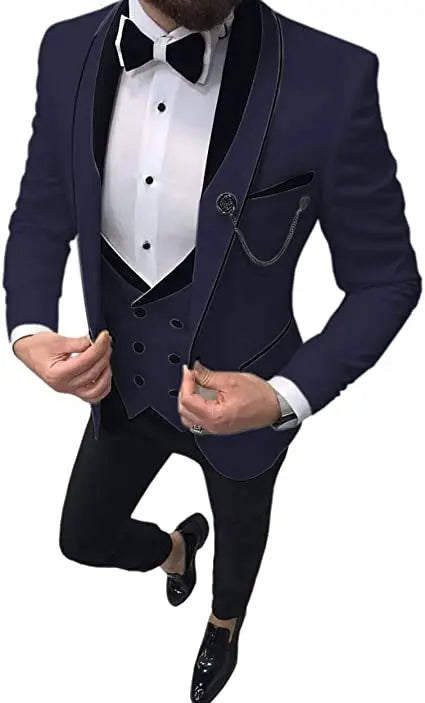 Costume Homme 3 Pieces Slim Fit Wedding Men Suit Tuxedos Groom Wear Prom Blazer Terno Masculino Jacket+Pant+Vest