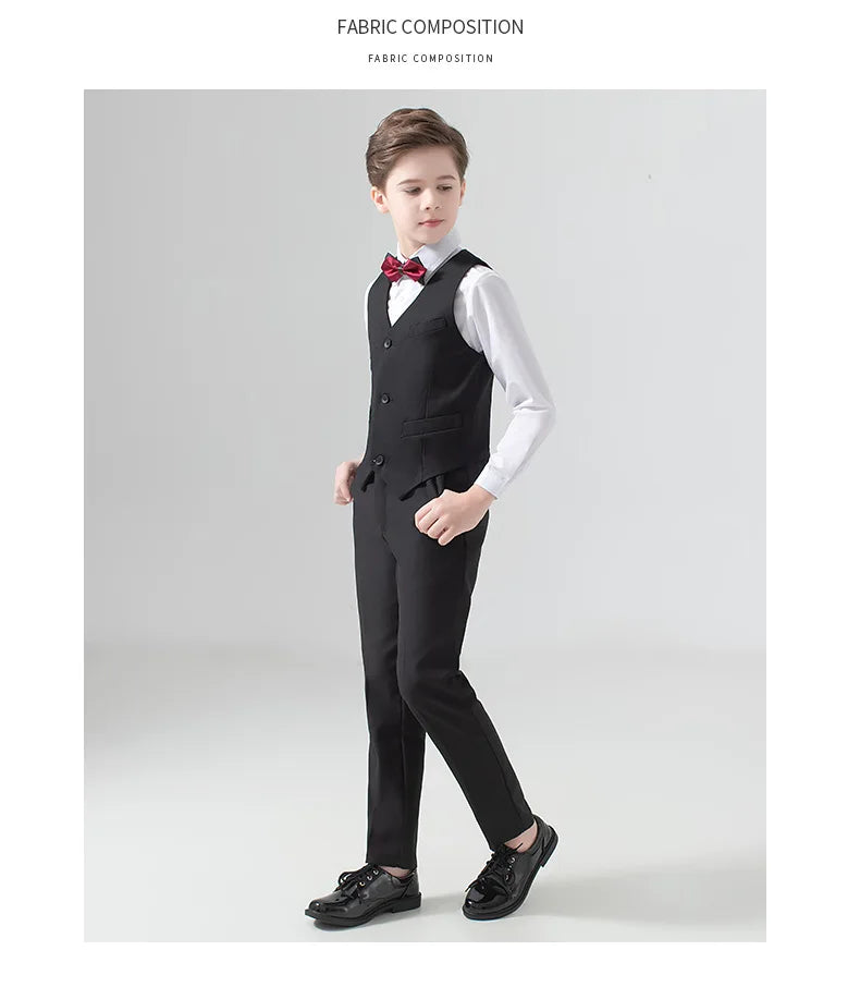 Flower Boys Formal Wedding Suit Kids Prom Party Tuxedo Blazer Children's Day Pinao Performance Costume school uniform 2-14T